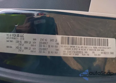 2018 Chrysler Pacifica Touring Plus из США, поврежденный, VIN 2C4RC1FGXJR339316